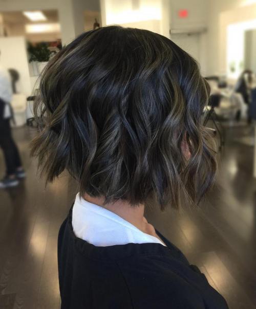 Brown Wavy Bob With Subtle Highlights