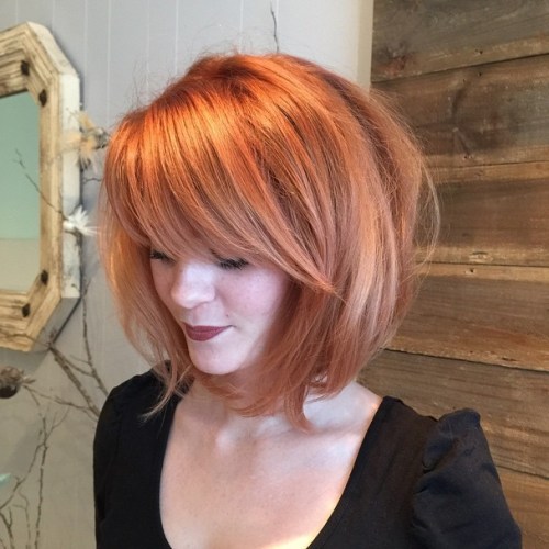 long messy rounded bob with bangs
