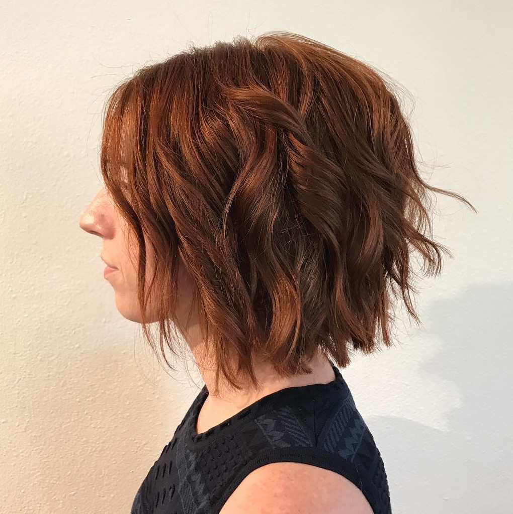 Loosely Curled Copper Bob