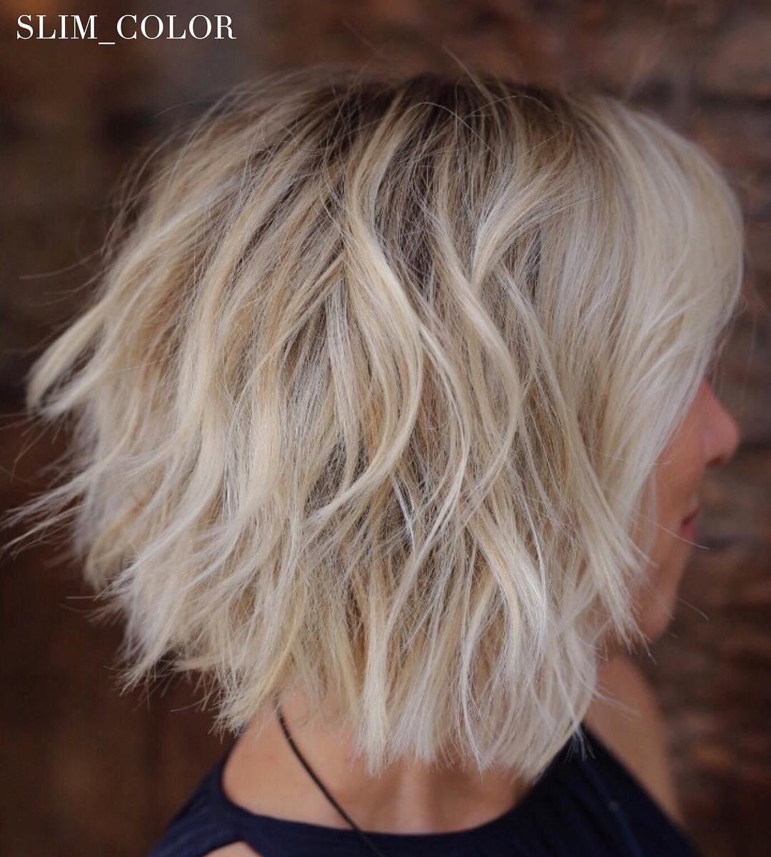 Messy Blonde Bob with White Highlights